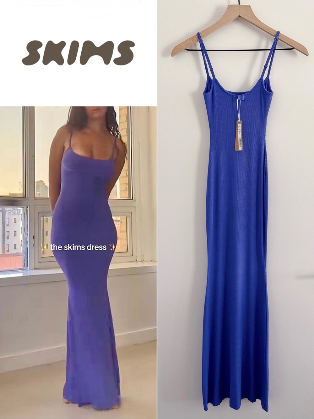 NWT SKIMS Soft Lounge Long Slip Dress Tanzanite XXS Petite